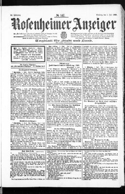 Rosenheimer Anzeiger Sonntag 2. Juli 1905