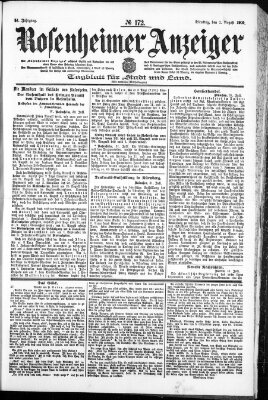 Rosenheimer Anzeiger Dienstag 1. August 1905