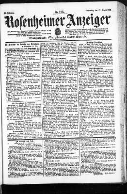 Rosenheimer Anzeiger Donnerstag 17. August 1905