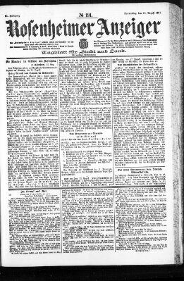 Rosenheimer Anzeiger Donnerstag 24. August 1905