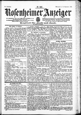 Rosenheimer Anzeiger Mittwoch 13. September 1905