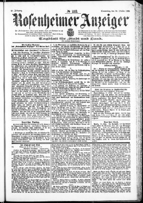 Rosenheimer Anzeiger Donnerstag 12. Oktober 1905