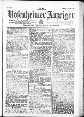 Rosenheimer Anzeiger Dienstag 27. März 1906