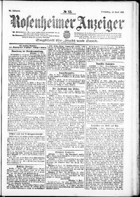 Rosenheimer Anzeiger Donnerstag 12. April 1906