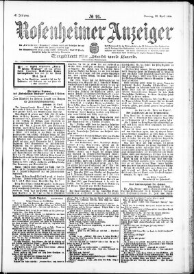 Rosenheimer Anzeiger Sonntag 22. April 1906