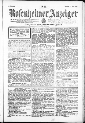 Rosenheimer Anzeiger Mittwoch 25. April 1906