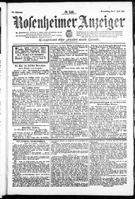 Rosenheimer Anzeiger Donnerstag 5. Juli 1906