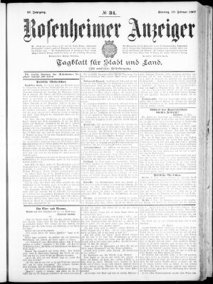 Rosenheimer Anzeiger Sonntag 10. Februar 1907