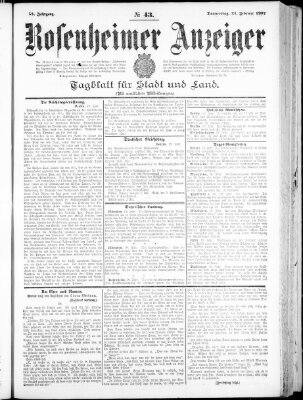 Rosenheimer Anzeiger Donnerstag 21. Februar 1907