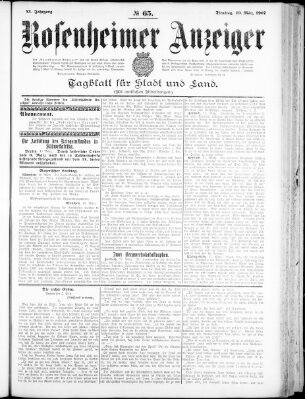 Rosenheimer Anzeiger Dienstag 19. März 1907