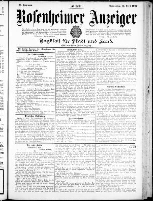 Rosenheimer Anzeiger Donnerstag 11. April 1907