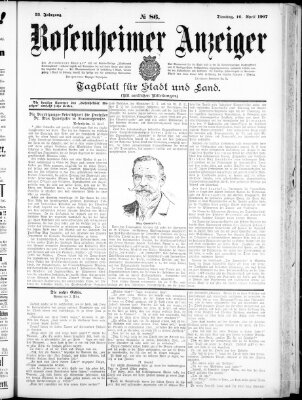 Rosenheimer Anzeiger Dienstag 16. April 1907