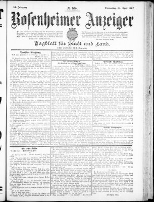 Rosenheimer Anzeiger Donnerstag 18. April 1907