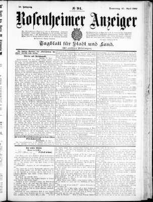 Rosenheimer Anzeiger Donnerstag 25. April 1907