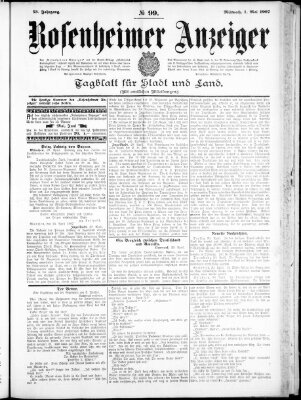 Rosenheimer Anzeiger Mittwoch 1. Mai 1907