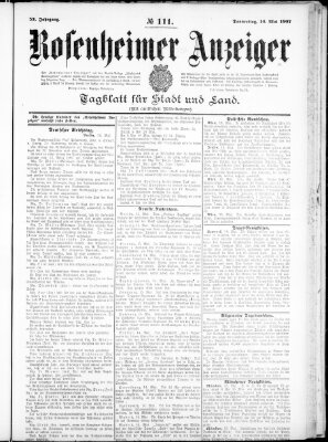 Rosenheimer Anzeiger Donnerstag 16. Mai 1907