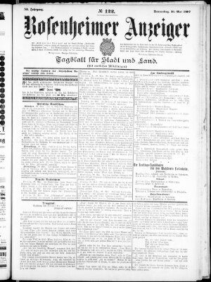 Rosenheimer Anzeiger Donnerstag 30. Mai 1907