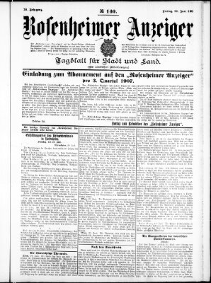 Rosenheimer Anzeiger Freitag 21. Juni 1907