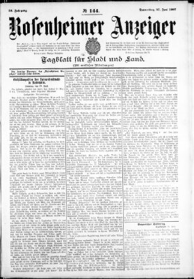 Rosenheimer Anzeiger Donnerstag 27. Juni 1907