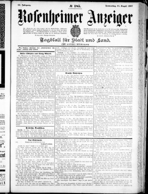 Rosenheimer Anzeiger Donnerstag 15. August 1907