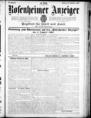 Rosenheimer Anzeiger Samstag 21. September 1907