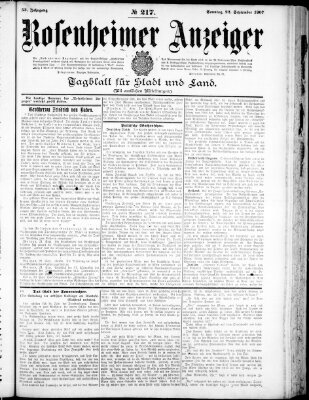 Rosenheimer Anzeiger Sonntag 22. September 1907