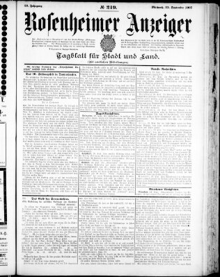 Rosenheimer Anzeiger Mittwoch 25. September 1907