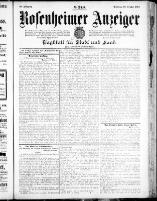 Rosenheimer Anzeiger Samstag 19. Oktober 1907