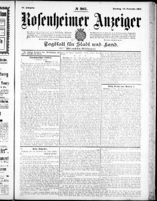 Rosenheimer Anzeiger Dienstag 19. November 1907