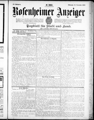 Rosenheimer Anzeiger Mittwoch 20. November 1907