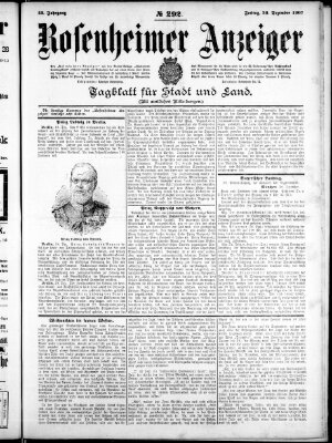 Rosenheimer Anzeiger Freitag 20. Dezember 1907