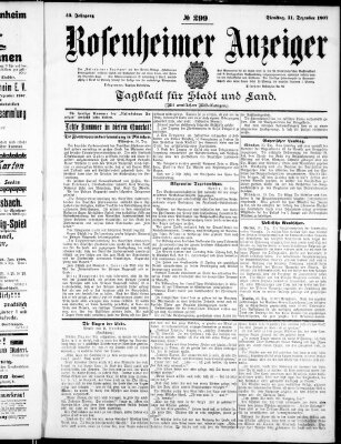 Rosenheimer Anzeiger Dienstag 31. Dezember 1907