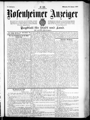 Rosenheimer Anzeiger Mittwoch 22. Januar 1908