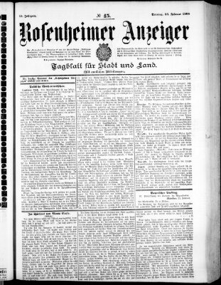 Rosenheimer Anzeiger Sonntag 23. Februar 1908