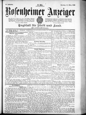 Rosenheimer Anzeiger Dienstag 17. März 1908