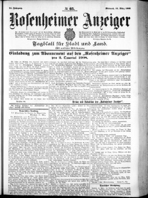 Rosenheimer Anzeiger Mittwoch 18. März 1908