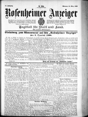 Rosenheimer Anzeiger Mittwoch 25. März 1908