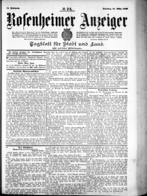 Rosenheimer Anzeiger Dienstag 31. März 1908