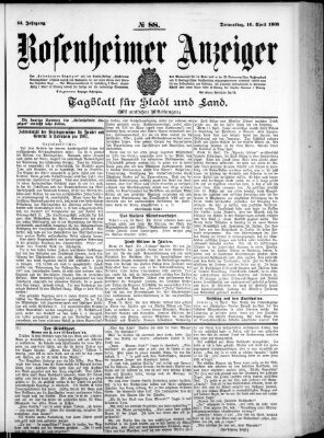 Rosenheimer Anzeiger Donnerstag 16. April 1908