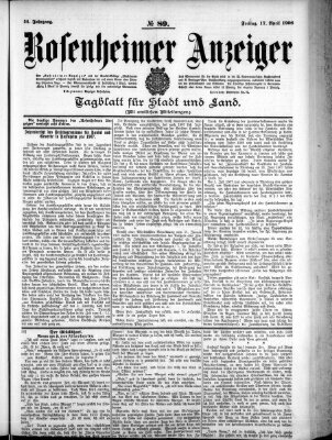 Rosenheimer Anzeiger Freitag 17. April 1908