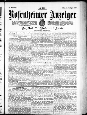 Rosenheimer Anzeiger Mittwoch 22. April 1908