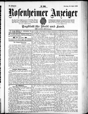 Rosenheimer Anzeiger Sonntag 26. April 1908