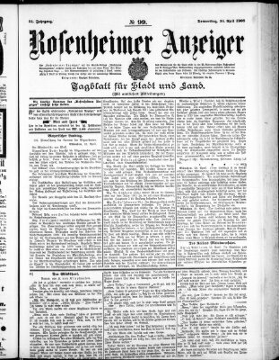 Rosenheimer Anzeiger Donnerstag 30. April 1908