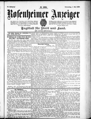 Rosenheimer Anzeiger Donnerstag 7. Mai 1908