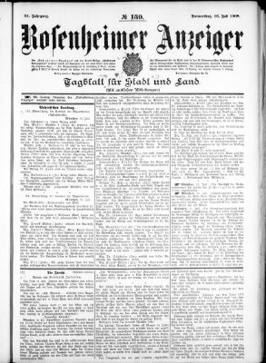 Rosenheimer Anzeiger Donnerstag 16. Juli 1908