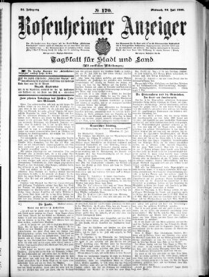 Rosenheimer Anzeiger Mittwoch 29. Juli 1908