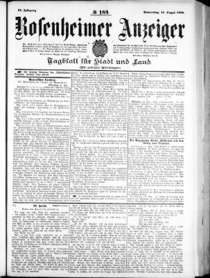 Rosenheimer Anzeiger Donnerstag 13. August 1908