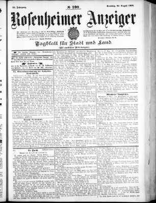 Rosenheimer Anzeiger Samstag 22. August 1908