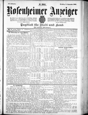 Rosenheimer Anzeiger Dienstag 8. September 1908