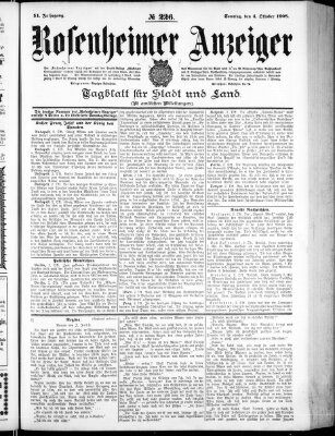 Rosenheimer Anzeiger Sonntag 4. Oktober 1908
